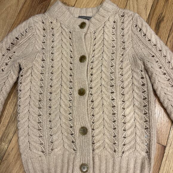 J Crew Point Sur Pointelle Cardigan Sweater Pink Size XXS Small Cable Knit - Picture 4 of 12